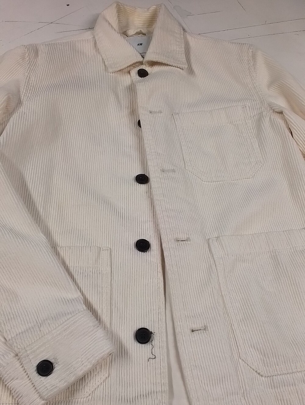 H&M Men's Off-White Corduroy Button Jacket